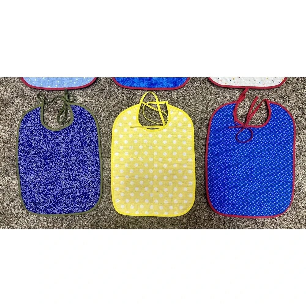 Lot Of 6 Quilted Handmade‎ Bibs Boy Theme Large Size 12